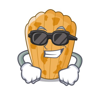 Süper serin pasta madeleine Fransız maskot vektör illüstrasyon izole