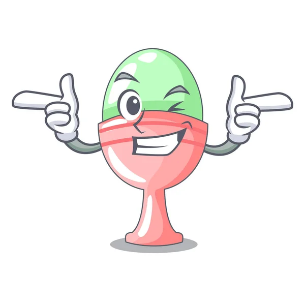 Wink Berwarna Easter Egg Dalam Cup Cartoon Vector Illustration - Stok Vektor