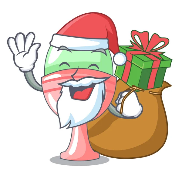 Santa Con Regalo Taza Huevo Aislado Ilustración Vectores Caracteres — Vector de stock