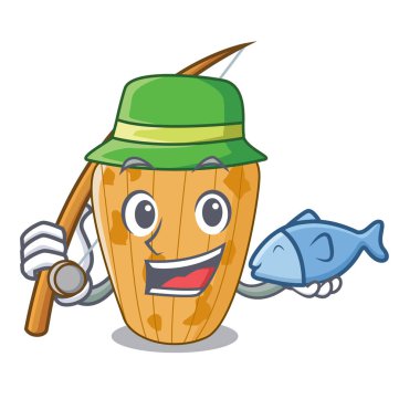 Pasta madeleine karakter bir ev yapımı geleneksel vektör çizim Balık tutma