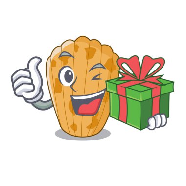 Hediye kek ile madeleine karakter bir ev yapımı geleneksel vektör çizim