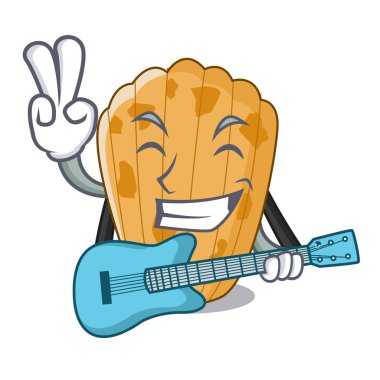 Gitar pasta ile madeleine karakter bir ev yapımı geleneksel vektör çizim