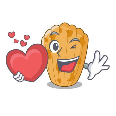 Kalp kek madeleine ile ev yapımı geleneksel vektör çizim karakter