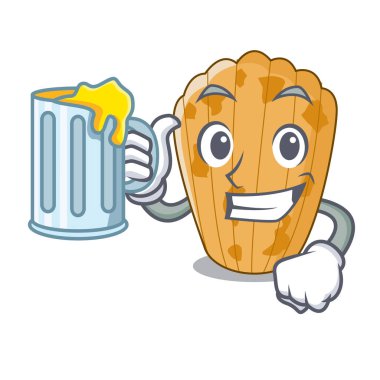 Suyu ile pasta madeleine karakter bir ev yapımı geleneksel vektör çizim