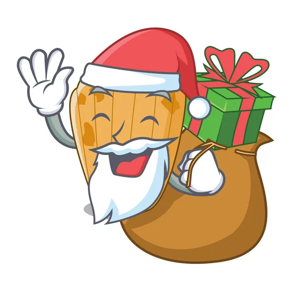 Santa Avec Gâteau Cadeau Madeleine Forme Illustration Vectorielle Dessin Animé — Image vectorielle