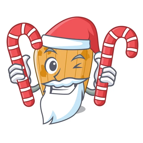 Santa Con Pastel Caramelo Madeleine Forma Ilustración Vectores Dibujos Animados — Vector de stock