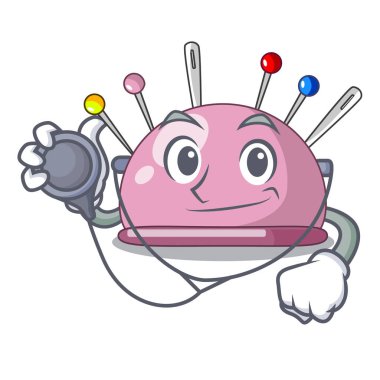 Doktor hasır sepet bir iğnelik karikatür vektör çizim üzerinde