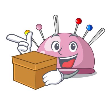 Bir karakter iğneler simge vektör çizim ile kutusu iğnelik ile