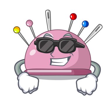 Bir karakter iğneler simge vektör çizim ile süper cool iğnelik