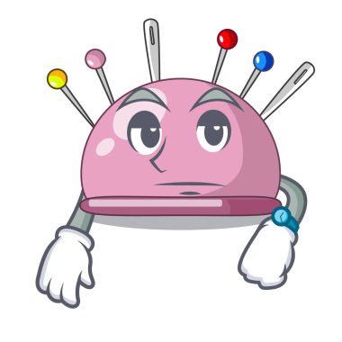 İğnelik bekleyen bir çizgi film iğne dikiş vektör çizim için