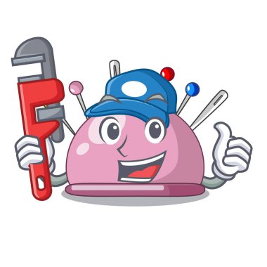 Tesisatçı iğnelik bir karikatür dikiş vektör çizim için sabitler