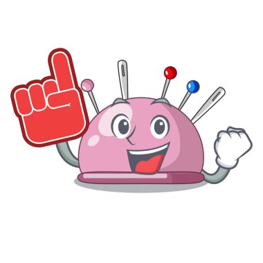 Parmak delik deşik bir karikatür pins dikiş vektör çizim için köpük