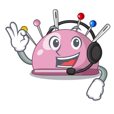 Kulaklık ile delik deşik bir karikatür dikiş vektör çizim için sabitler.