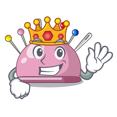 Kral iğnelik bir karikatür dikiş vektör çizim için sabitler