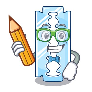 Öğrenci jilet üzerinde bir şekil karikatür vektör çizim