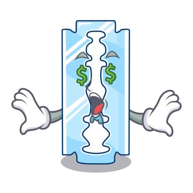 Ahşap masa vektör çizim üzerinde para göz tek jilet karakter