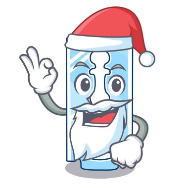 Ahşap masa vektör çizim üzerinde Santa tek jilet karakter