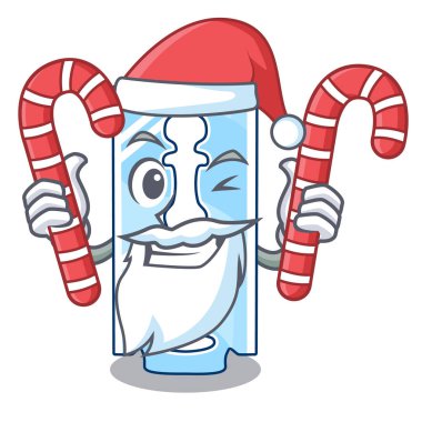 Santa şeker tek jilet karakteri üzerinde ahşap masa vektör çizim ile