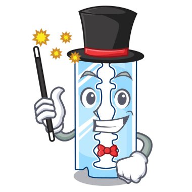 Sihirbaz tek jilet karakter ahşap masa vektör çizim üzerinde