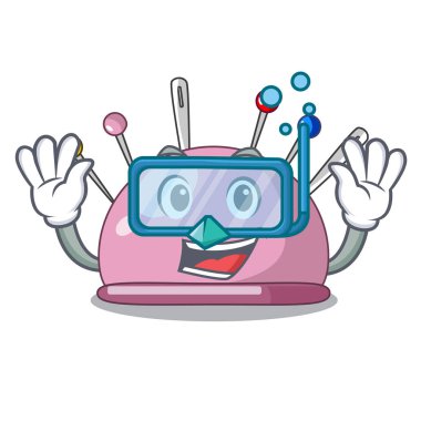 Bir karakter iğneler simge vektör çizim ile dalış iğnelik