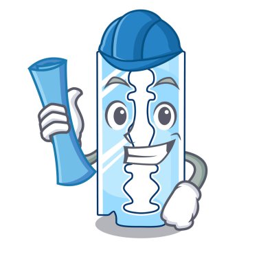 Tıraş bıçağı üzerinde bir şekil karikatür vektör çizim mimar