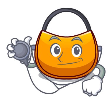 Doktor kadın hobo çanta maskot vektör illüstrasyon izole