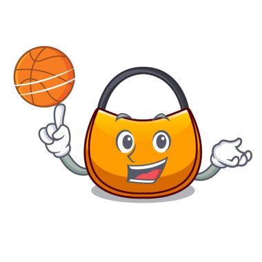 With basketball female hobo bag isolated on mascot vector illustration