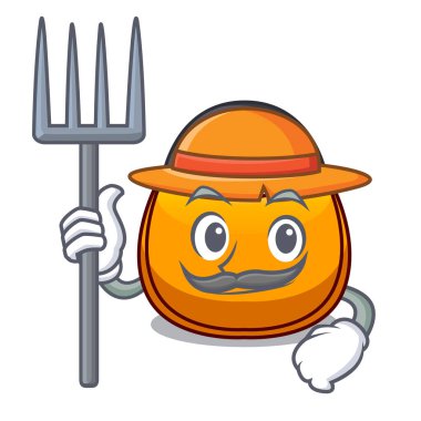 Maskot vektör illüstrasyon izole Çiftçi kadın hobo çanta