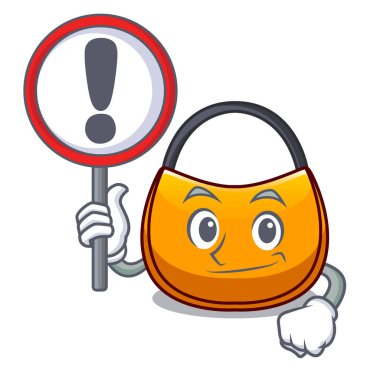 Kadın hobo çanta üzerinde maskot vektör illüstrasyon izole işareti ile