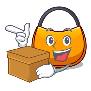 Kutusu ile güzel karakter komik vektör çizim üzerinde çanta hobo