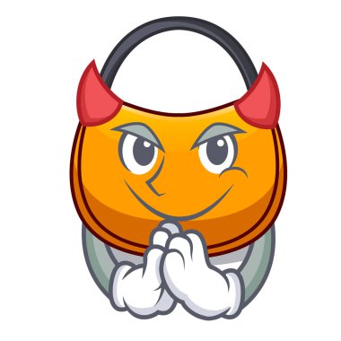 Şeytan hobo çanta anahat resim karikatür vektör çizim üzerinde