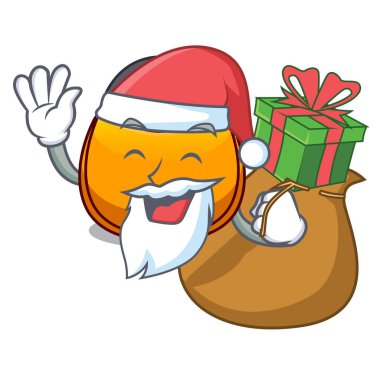 Noel Baba hediye hobo çanta şeklinde bir çizgi film vektör çizim üzerinde