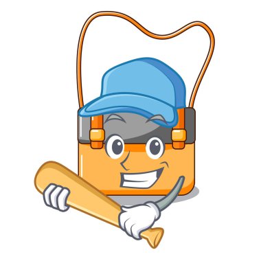 Beyzbol çantası izole maskot vektör çizim üzerinde oynama