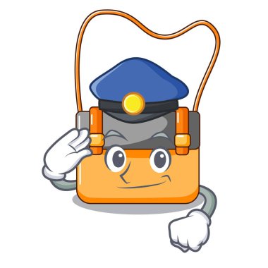 Polis çantası izole maskot vektör çizim üzerinde