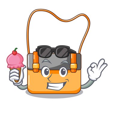 Dondurma çanta haberci işadamı deri karakter vektör çizim ile