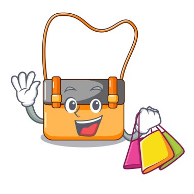 Alışveriş çantası messenger işadamı deri karakter vektör çizim