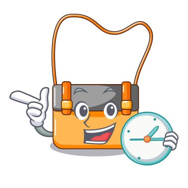 Saat çanta haberci işadamı deri karakter vektör çizim ile