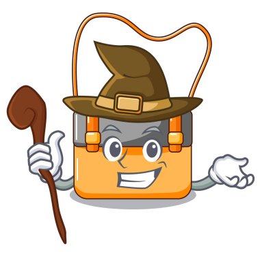 Cadı menesseger çanta renk bir karikatür vektör çizim