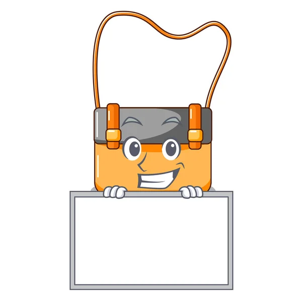 Χαμογελώντας Διοικητικό Συμβούλιο Τσάντα Messenger Ένα Απομονωμένο Μασκότ Εικονογράφηση Διάνυσμα — Διανυσματικό Αρχείο