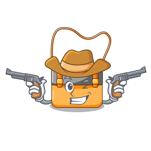 Cowboy Messenger Bag Isolated Mascot Vector Illustration — Stock Vector
