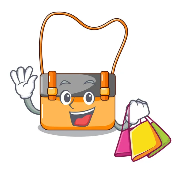 Bolso Compras Mensajero Hombre Negocios Personaje Cuero Vector Ilustración — Vector de stock