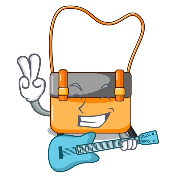 Mit Gitarre Menesseger Bag Color Auf Einer Cartoon Vektor Illustration — Stockvektor