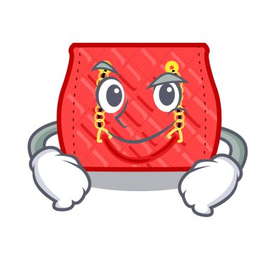 Çizgi film vektör çizim tarafından kapitone Smirking küçük omuz çanta