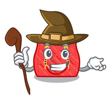 Kapitone çanta şekil karakter fuuny vektör çizim tarafından cadı