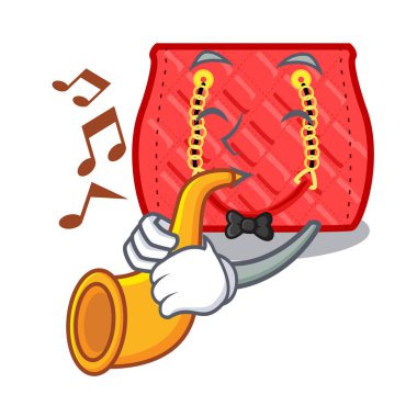 Trompet ile çanta şekil karakter fuuny vektör çizim tarafından kapitone