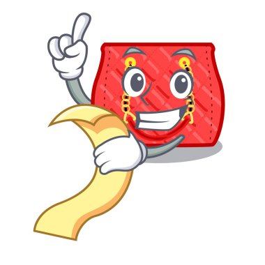 Menü ile çanta şekil karakter fuuny vektör çizim tarafından kapitone