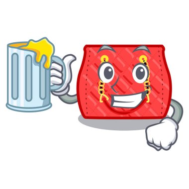 Suyu ile çanta şekil karakter fuuny vektör çizim tarafından kapitone