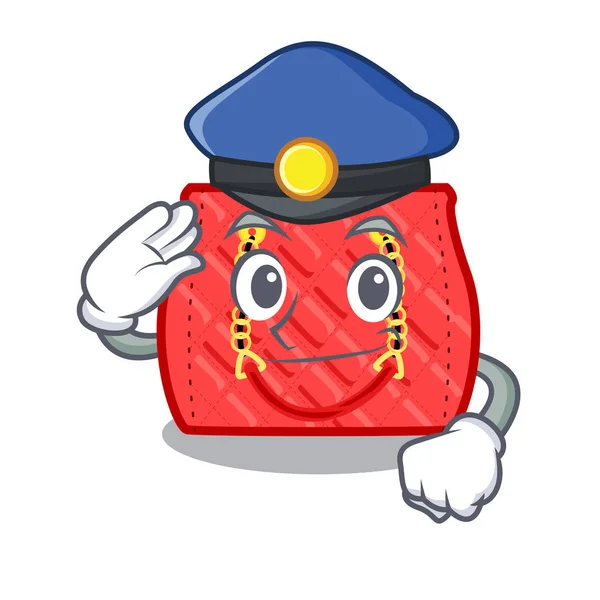 Police Quilted Bag Isolated Mascot Vector Illustration — Stock Vector