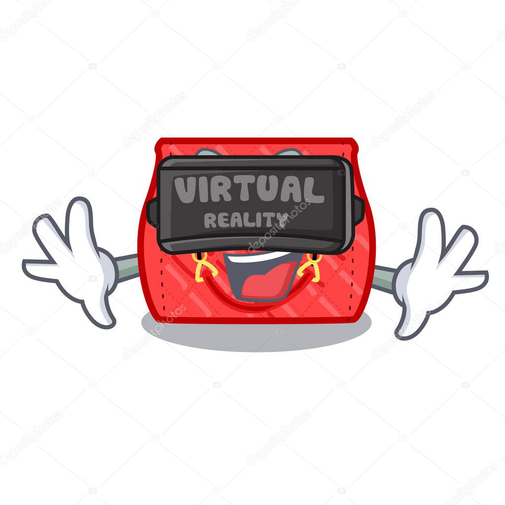 Virtual reality quilted purse by shape character fuuny vector illustration