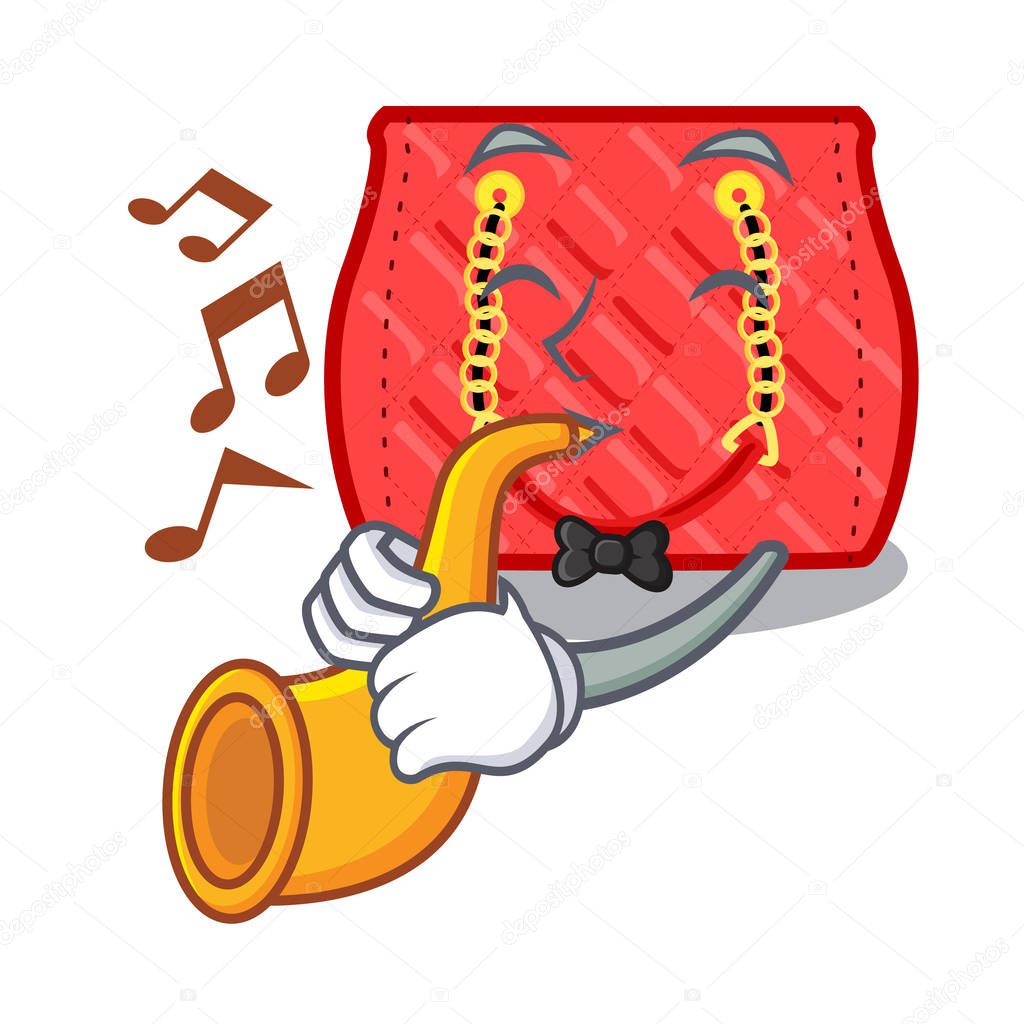 With trumpet quilted purse by shape character fuuny vector illustration
